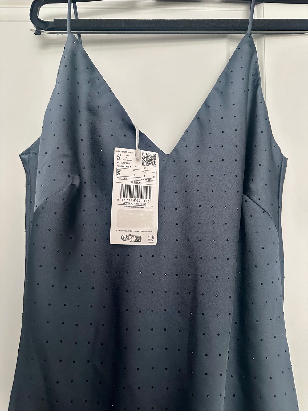 Mango Navy Polka Dot V-Neck Camisole